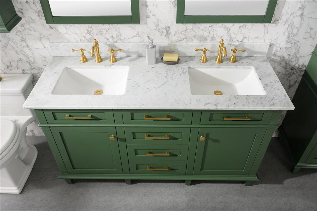 Legion Furniture | 60" Vogue Green Finish Double Sink Vanity Cabinet With Carrara White Top | WLF2260D-VG Legion Furniture Legion Furniture   