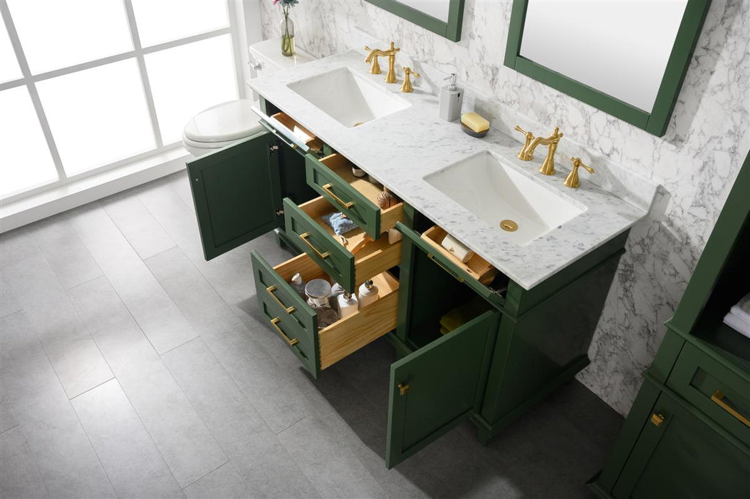 Legion Furniture | 60" Vogue Green Finish Double Sink Vanity Cabinet With Carrara White Top | WLF2260D-VG Legion Furniture Legion Furniture   