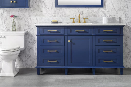 Legion Furniture | 60" Blue Finish Single Sink Vanity Cabinet With Carrara White Top | WLF2260S-B Legion Furniture Legion Furniture   