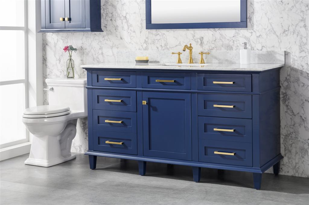 Legion Furniture | 60" Blue Finish Single Sink Vanity Cabinet With Carrara White Top | WLF2260S-B Legion Furniture Legion Furniture   