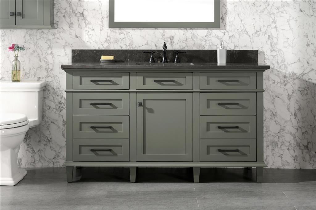 Legion Furniture | 60" Pewter Green Finish Single Sink Vanity Cabinet With Blue Lime Stone Top | WLF2260S-PG Legion Furniture Legion Furniture   