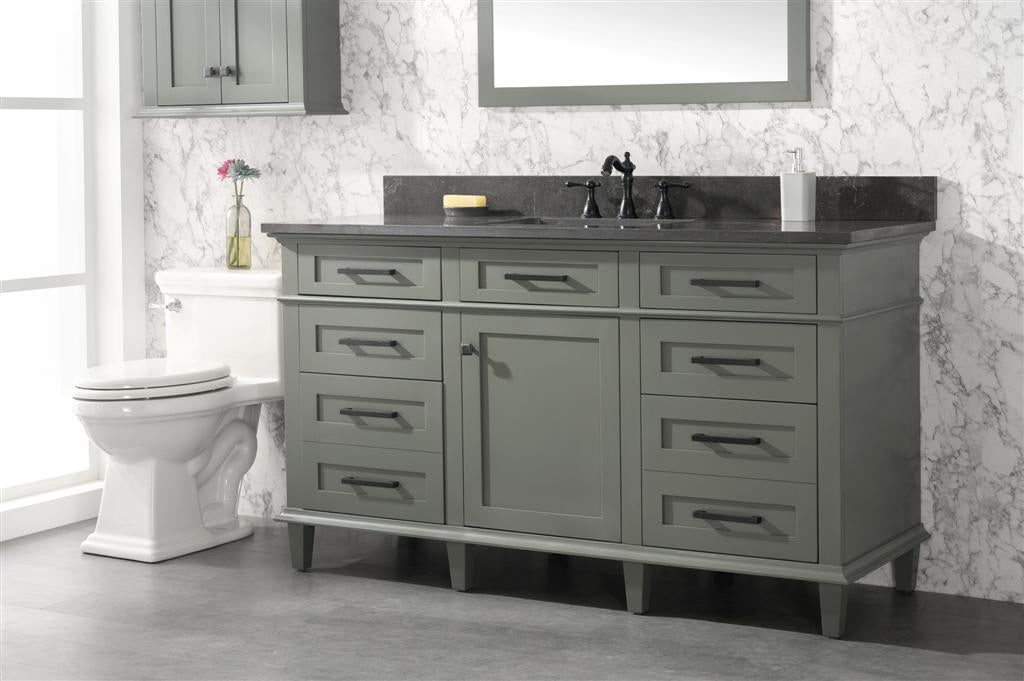 Legion Furniture | 60" Pewter Green Finish Single Sink Vanity Cabinet With Blue Lime Stone Top | WLF2260S-PG Legion Furniture Legion Furniture   