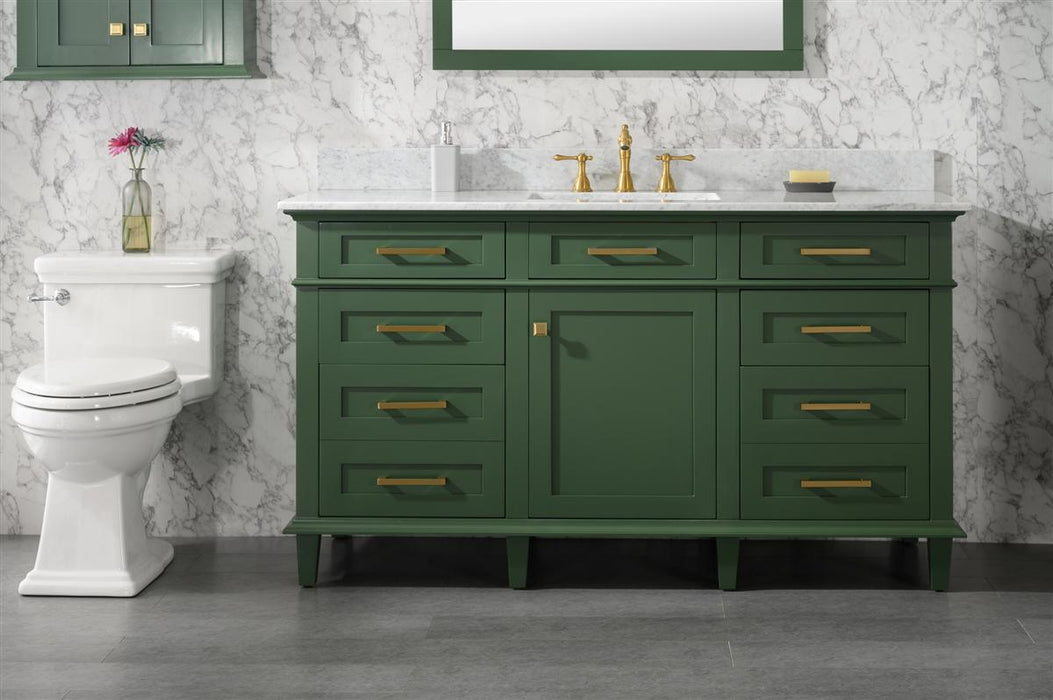 Legion Furniture | 60" Vogue Green Finish Single Sink Vanity Cabinet With Carrara White Top | WLF2260S-VG Legion Furniture Legion Furniture   