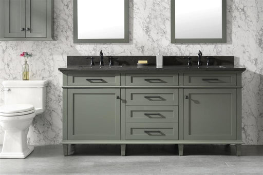 Legion Furniture | 72" Pewter Green Double Single Sink Vanity Cabinet With Blue Lime Stone Top | WLF2272-PG Legion Furniture Legion Furniture   