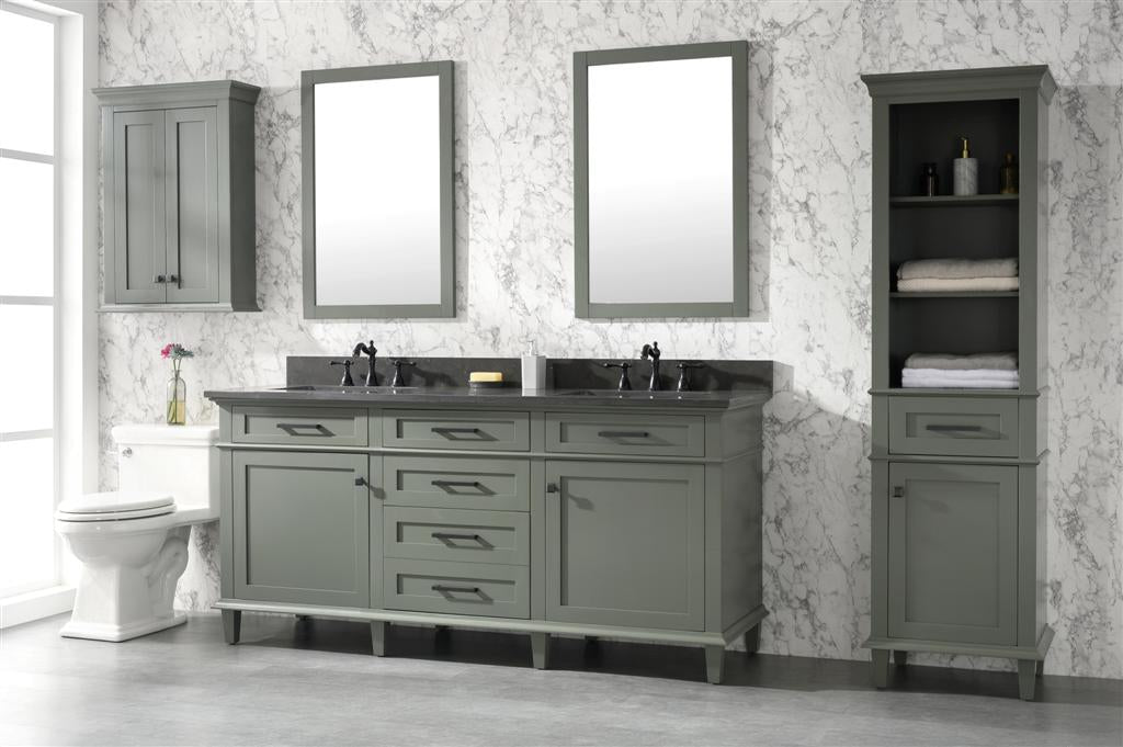 Legion Furniture | 72" Pewter Green Double Single Sink Vanity Cabinet With Blue Lime Stone Top | WLF2272-PG Legion Furniture Legion Furniture   