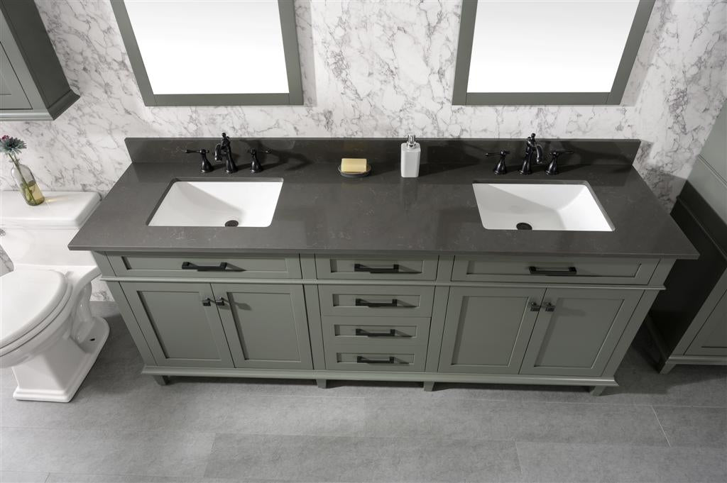 Legion Furniture | 80" Pewter Green Double Single Sink Vanity Cabinet With Blue Lime Stone Quartz Top | WLF2280-PG Legion Furniture Legion Furniture   