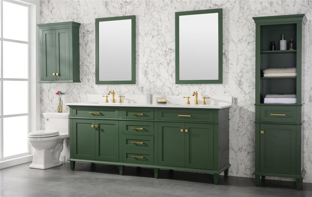 Legion Furniture | 80" Vogue Green Double Single Sink Vanity Cabinet With Carrara White Quartz Top | WLF2280-VG Legion Furniture Legion Furniture   