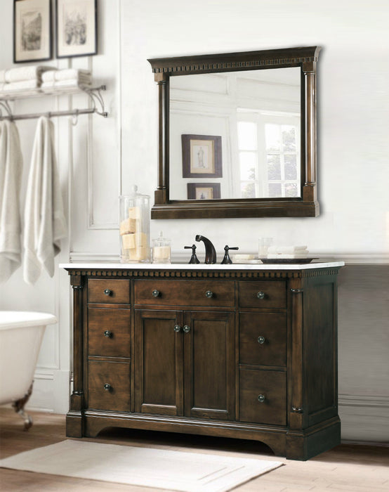 Legion Furniture | 48" Antique Coffee Sink Vanity With Carrara White Top And Matching Backsplash Without Faucet Legion Furniture Legion Furniture   