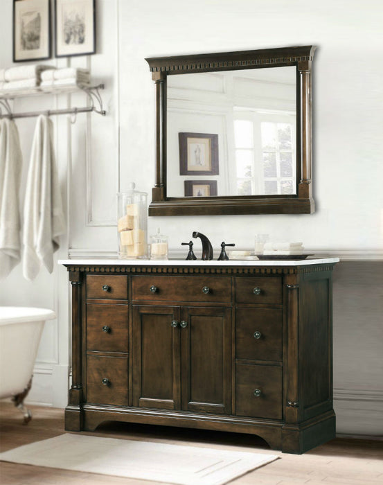 Legion Furniture | 48" Antique Coffee Sink Vanity With Carrara White Top And Matching Backsplash Without Faucet Legion Furniture Legion Furniture   