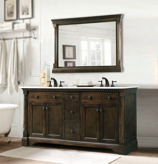 Legion Furniture | 60" Antique Coffee Sink Vanity With Carrara White Top And Matching Backsplash Without Faucet Legion Furniture Legion Furniture   