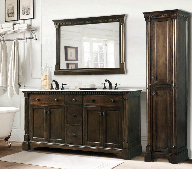 Legion Furniture | 60" Antique Coffee Sink Vanity With Carrara White Top And Matching Backsplash Without Faucet Legion Furniture Legion Furniture   