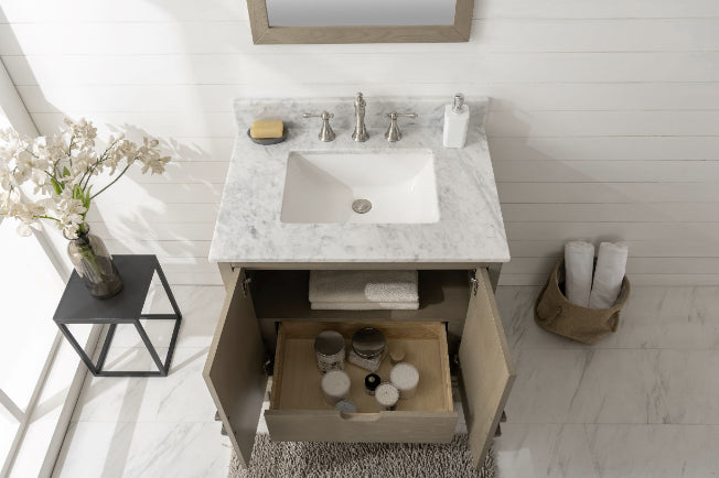 Legion Furniture | 30" Antique Gray Oak Vanity With Carrara White Top | WLF7040-30-AGO-CW Legion Furniture Legion Furniture   