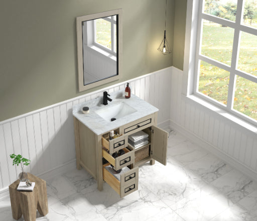 Legion Furniture | 36" Light Oak Finish Sink Vanity Cabinet With Carrara White Top | WV2236-O Legion Furniture Legion Furniture   