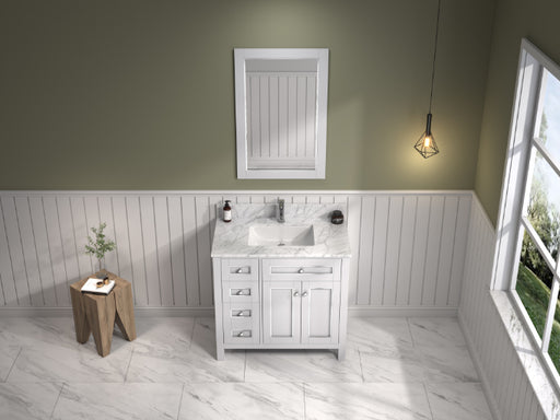 Legion Furniture | 36" White Finish Sink Vanity Cabinet With Carrara White Top | WV2236-W Legion Furniture Legion Furniture   