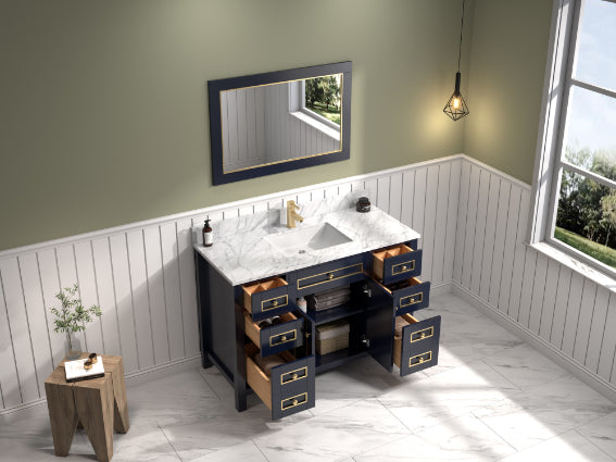 Legion Furniture | 48" Blue Finish Sink Vanity Cabinet With Carrara White Top | WV2248-B Legion Furniture Legion Furniture   