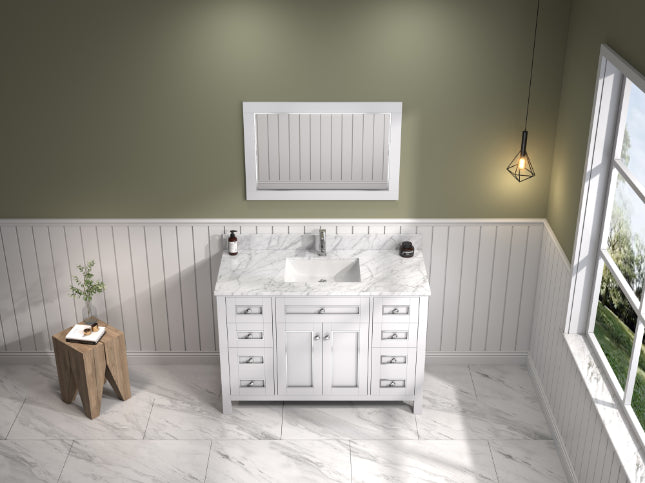 Legion Furniture | 48" White Finish Sink Vanity Cabinet With Carrara White Top | WV2248-W Legion Furniture Legion Furniture   