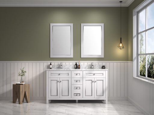 Legion Furniture | 60" White Finish Sink Vanity Cabinet With Carrara White Top | WV2260-W Legion Furniture Legion Furniture   