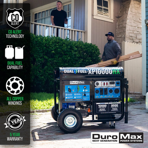 DuroMax | XP10000HX Dual Fuel Portable Generator with CO Alert | 10,000-Watt/8,500-Watt 439cc Electric Start DuroMax - Generator DuroMax   