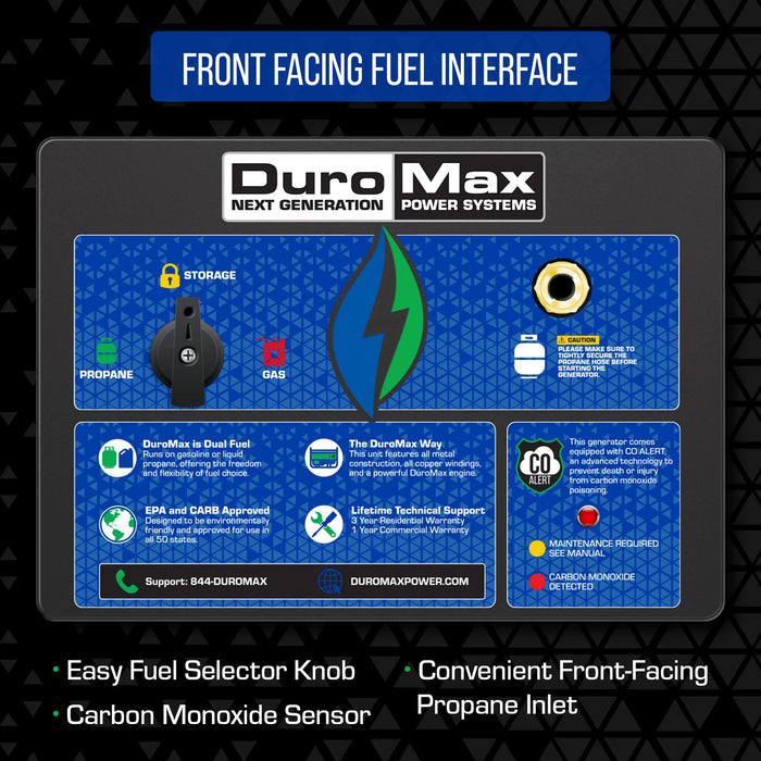 DuroMax | XP12000HX Dual Fuel Portable Generator with CO Alert | 12,000-Watt/9,500-Watt 460cc Electric Start DuroMax - Generator DuroMax   