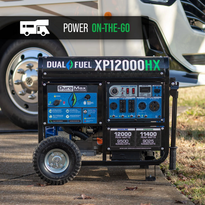 DuroMax | XP12000HX Dual Fuel Portable Generator with CO Alert | 12,000-Watt/9,500-Watt 460cc Electric Start DuroMax - Generator DuroMax   