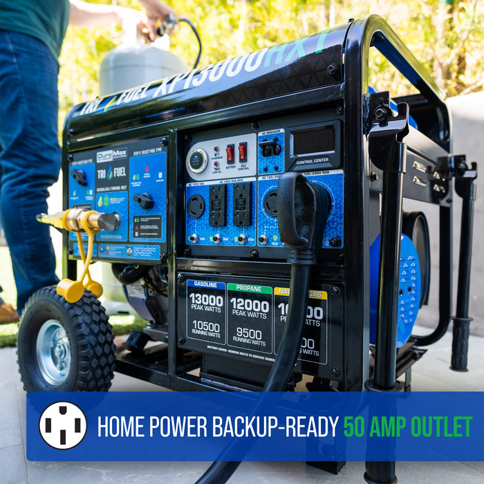 DuroMax | XP13000HXT Tri Fuel Portable Generator with CO Alert | 13,000-Watt/10,500-Watt 500cc DuroMax - Generator DuroMax   