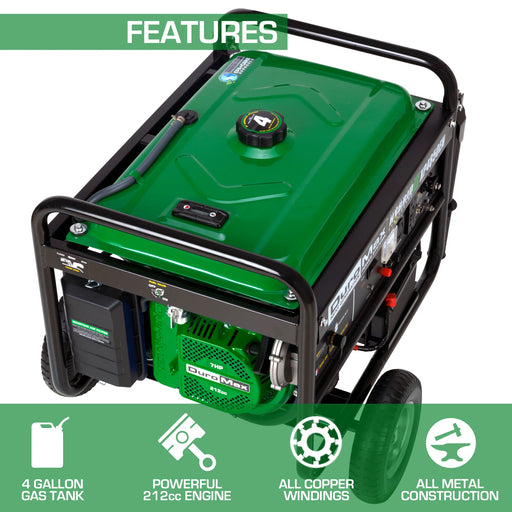 DuroMax | XP4850EH Dual Fuel Portable Generator | 4,850-Watt/3,850-Watt 210cc Electric Start DuroMax - Generator DuroMax   