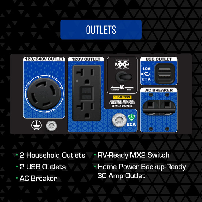 DuroMax | XP4850HX Dual Fuel Portable Generator with CO Alert | 4,850-Watt/3,850-Watt 210cc Electric Start DuroMax - Generator DuroMax   