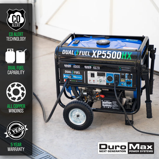 DuroMax | XP5500HX Dual Fuel Portable Generator with CO Alert | 5,500-Watt/4,500-Watt 210Vcc Electric Start DuroMax - Generator DuroMax   
