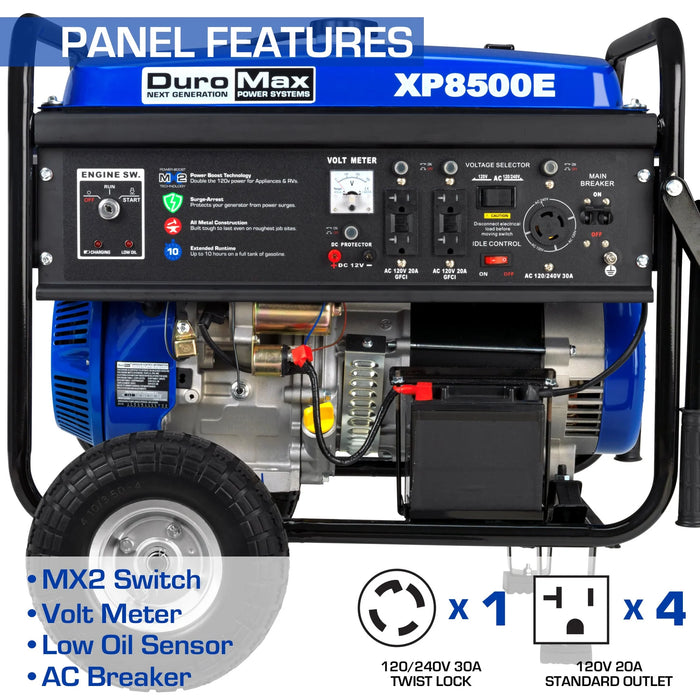 DuroMax | XP8500E Gas Powered Portable Generator | 8,500-Watt/7,000-Watt 420cc Electric Start DuroMax - Generator DuroMax   