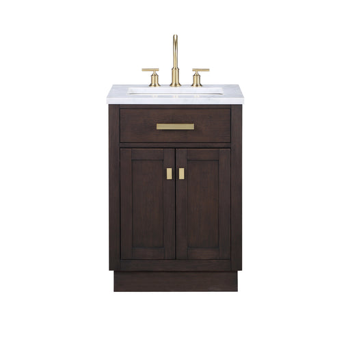 Water Creation | Chestnut 24" Single Sink Carrara White Marble Countertop Vanity In Brown Oak Water Creation - Vanity Water Creation No Mirror No Faucet 