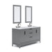 Water Creation | Elizabeth 60" Double Sink Carrara White Marble Vanity In Cashmere Grey Water Creation - Vanity Water Creation 21" Rectangular Mirror Hook Spout Faucet 