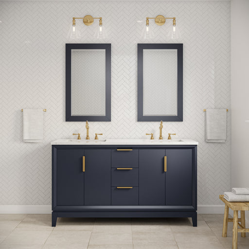 Water Creation | Elizabeth 60" Double Sink Carrara White Marble Vanity In Monarch Blue Water Creation - Vanity Water Creation   