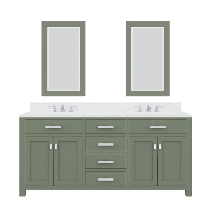 Water Creation | Madison 72" Double Sink Carrara White Marble Countertop Vanity in Glacial Green Water Creation - Vanity Water Creation   