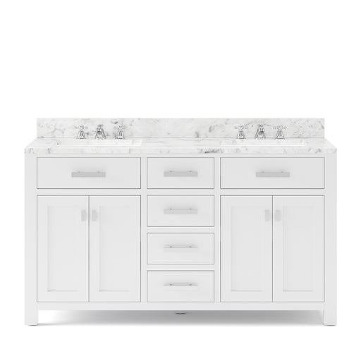 Water Creation | Madison 60" Pure White Double Sink Bathroom Vanity Water Creation - Vanity Water Creation No Mirror No Faucet 