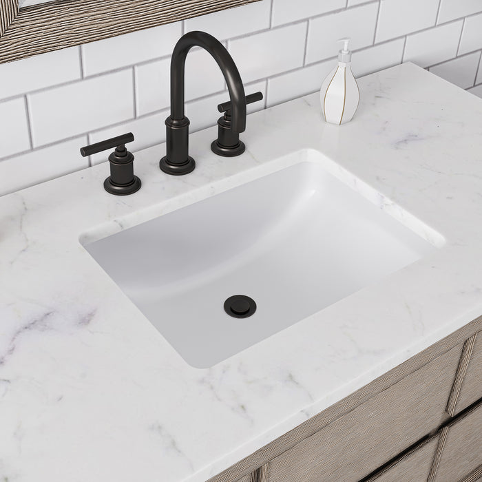 Water Creation | Oakman 48" Single Sink Carrara White Marble Countertop Bath Vanity in Grey Oak Water Creation - Vanity Water Creation   