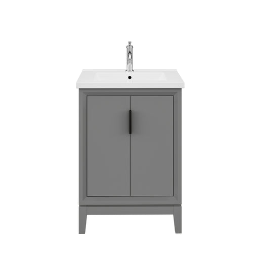 Water Creation | Elise 24" Integrated Ceramic Sink Top Vanity in Cashmere Grey Water Creation - Vanity Water Creation No Mirror No Faucet 