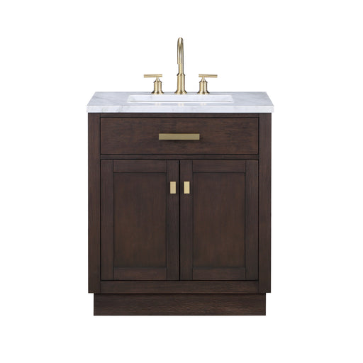 Water Creation | Chestnut 30" Single Sink Carrara White Marble Countertop Vanity In Brown Oak Water Creation - Vanity Water Creation No Mirror No Faucet 