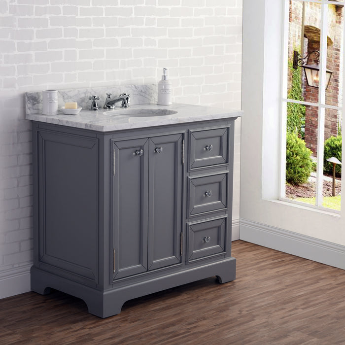 Water Creation | Derby 36" Wide Cashmere Grey Single Sink Carrara Marble Bathroom Vanity Water Creation - Vanity Water Creation   