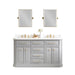 Water Creation | Palace 60" Quartz Carrara Cashmere Grey Bathroom Vanity Set With Hardware in Satin Gold Finish And Only Mirrors in Chrome Finish Water Creation - Vanity Water Creation 18" Rectangular Mirror No Faucet 