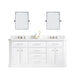 Water Creation | Palace 72" Quartz Carrara Pure White Bathroom Vanity Set With Hardware in Polished Nickel (PVD) Finish Water Creation - Vanity Water Creation 18" Rectangular Mirror Widespread Lavatory Faucet 