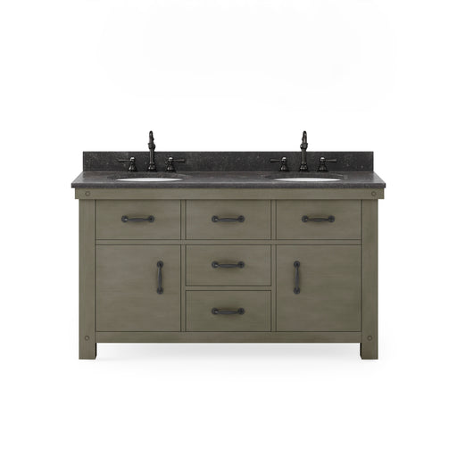 Water Creation | Aberdeen 60" Grizzle Grey Double Sink Bathroom Vanity With Blue Limestone Counter Top Water Creation - Vanity Water Creation No Mirror No Faucet 