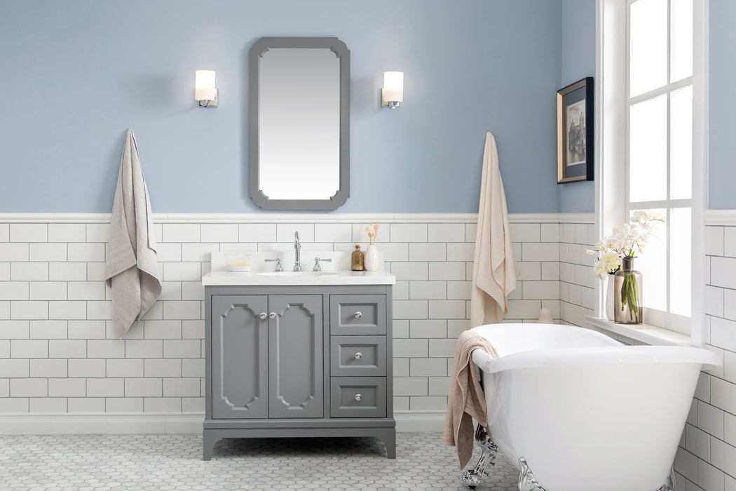 Water Creation | Queen 36" Single Sink Quartz Carrara Vanity In Cashmere Grey Water Creation - Vanity Water Creation   