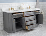 Water Creation | Palace 72" Quartz Carrara Cashmere Grey Bathroom Vanity Set With Hardware in Satin Gold Finish And Only Mirrors in Chrome Finish Water Creation - Vanity Water Creation   