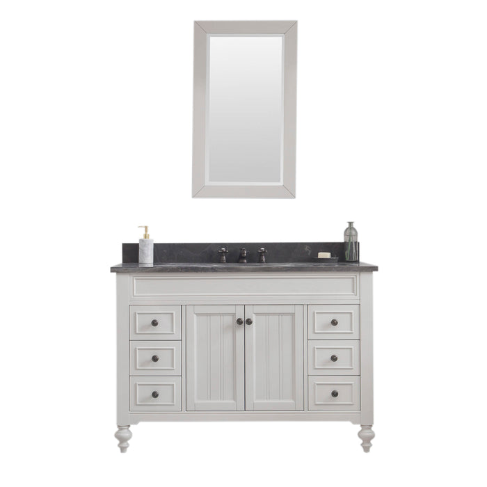 Water Creation | Potenza 48" Earl Grey Single Sink Bathroom Vanity From The Potenza Collection Water Creation - Vanity Water Creation 24" Rectangular Mirror Widespread Lavatory Faucet 