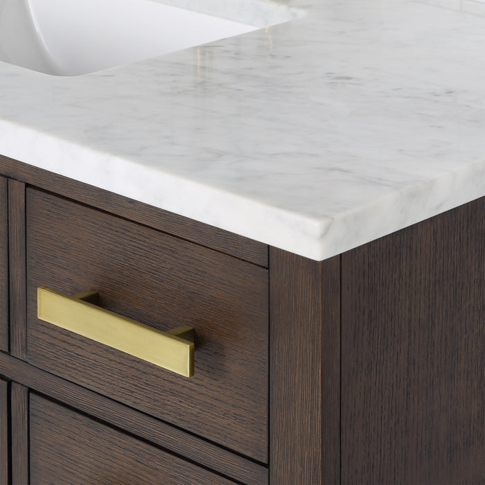 Water Creation | Chestnut 48" Single Sink Carrara White Marble Countertop Vanity In Brown Oak Water Creation - Vanity Water Creation   