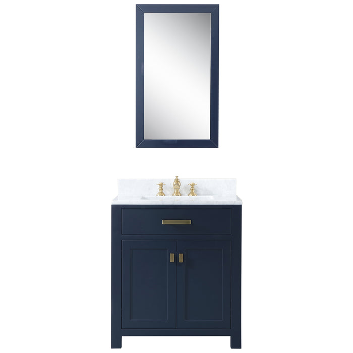 Water Creation | Madison 30" Single Sink Carrara White Marble Vanity In Monarch Blue Water Creation - Vanity Water Creation   