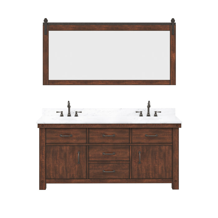 Water Creation | Aberdeen 72" Double Sink Carrara White Marble Countertop Vanity in Rustic Sierra Water Creation - Vanity Water Creation   