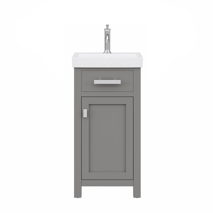 Water Creation | Mia 18" Cashmere Grey MDF Single Bowl Ceramics Top Vanity With Single Door Water Creation - Vanity Water Creation No Faucet  