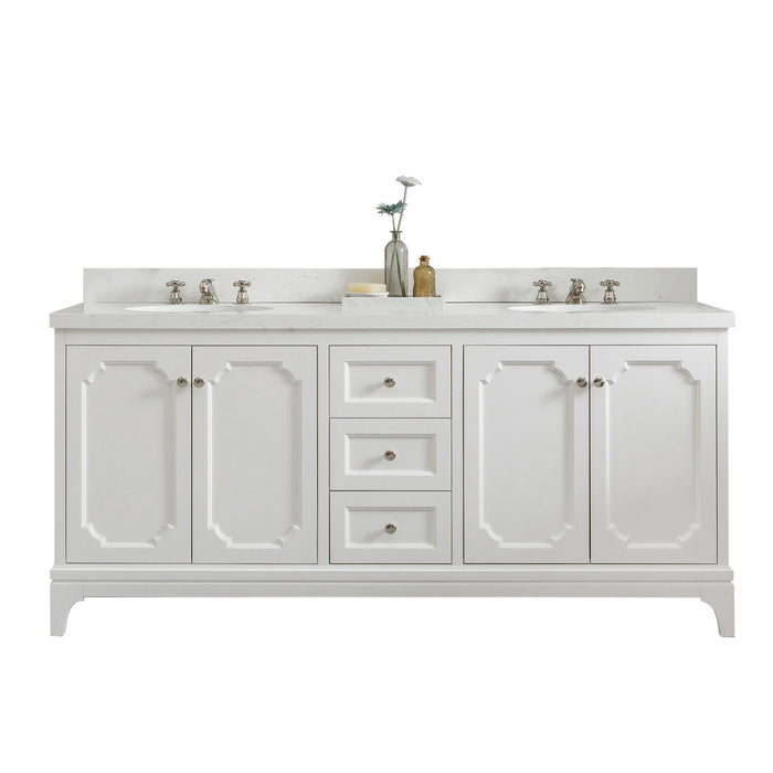 Water Creation | Queen 72" Double Sink Quartz Carrara Vanity In Pure White Water Creation - Vanity Water Creation No Mirror No Faucet 