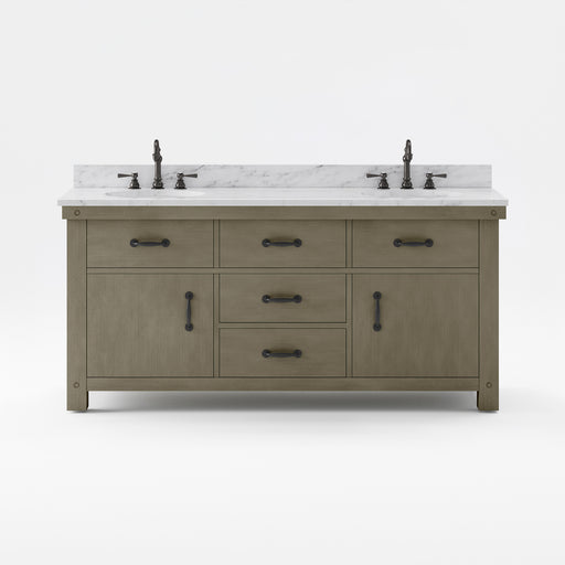 Water Creation | Aberdeen 72"  Grizzle Grey Double Sink Bathroom Vanity With Carrara White Marble Counter Top Water Creation - Vanity Water Creation No Mirror No Faucet 